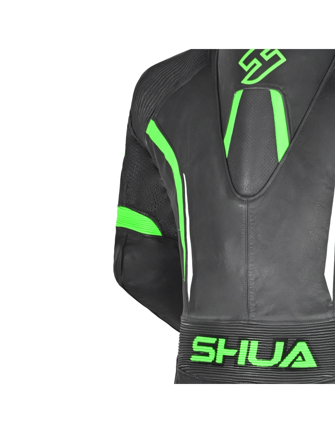 Shua Infinity Combinaison moto homme 1 pièce en cuir Noir/Vert, Roady Sport