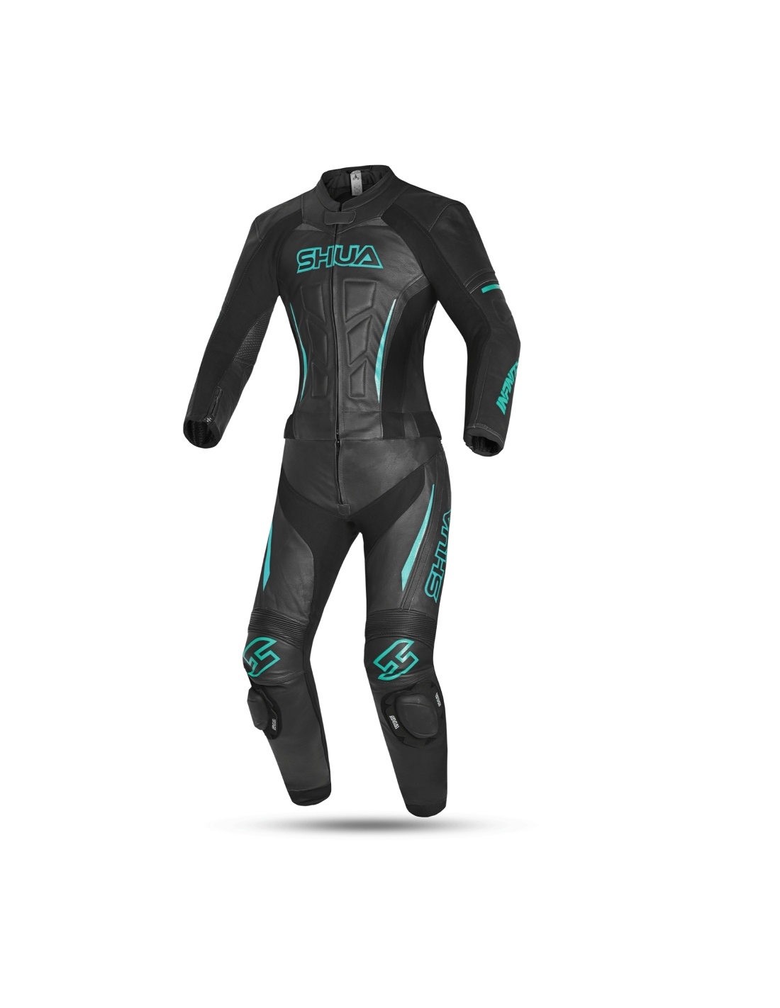 shua-infinity-lady-motorcycle-racing-suit-2pc-black-turquoise-primomoto shua-infinity-lady-racing-suit-2pc-black-turquoise-primomoto