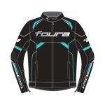 Foura Revo Ladies Motorcycle Textile Touring Jacket Black Turquoise primomoto