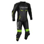Foura Alpha 1 PC Kids Motorcycle Leather Suit Black Fluro Yellow Primomoto